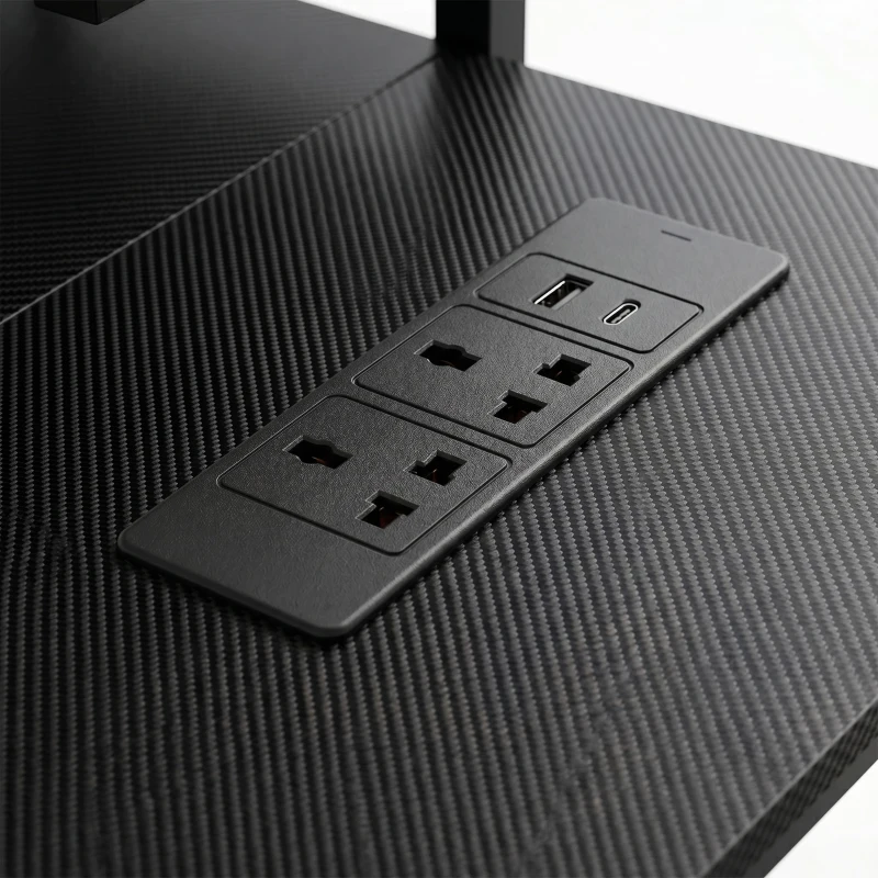 HOMCOM Reversible 'L' LED Light Gaming/Work Desk - Black