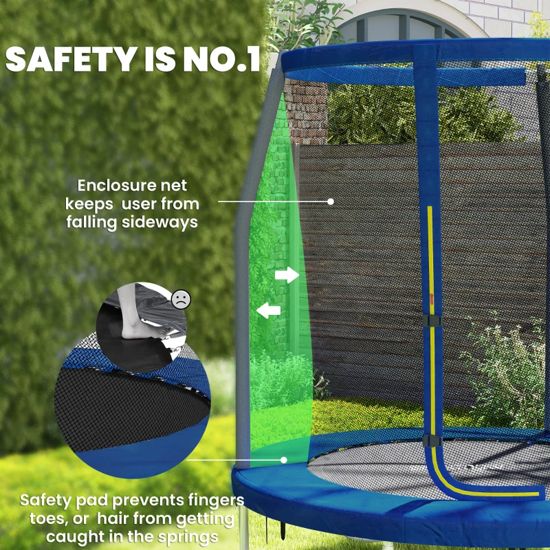 SPORTNOW 6ft Trampoline with Safety Enclosure Net, Steel Frame Outdoor Trampoline, with Edge, Safety Cover
