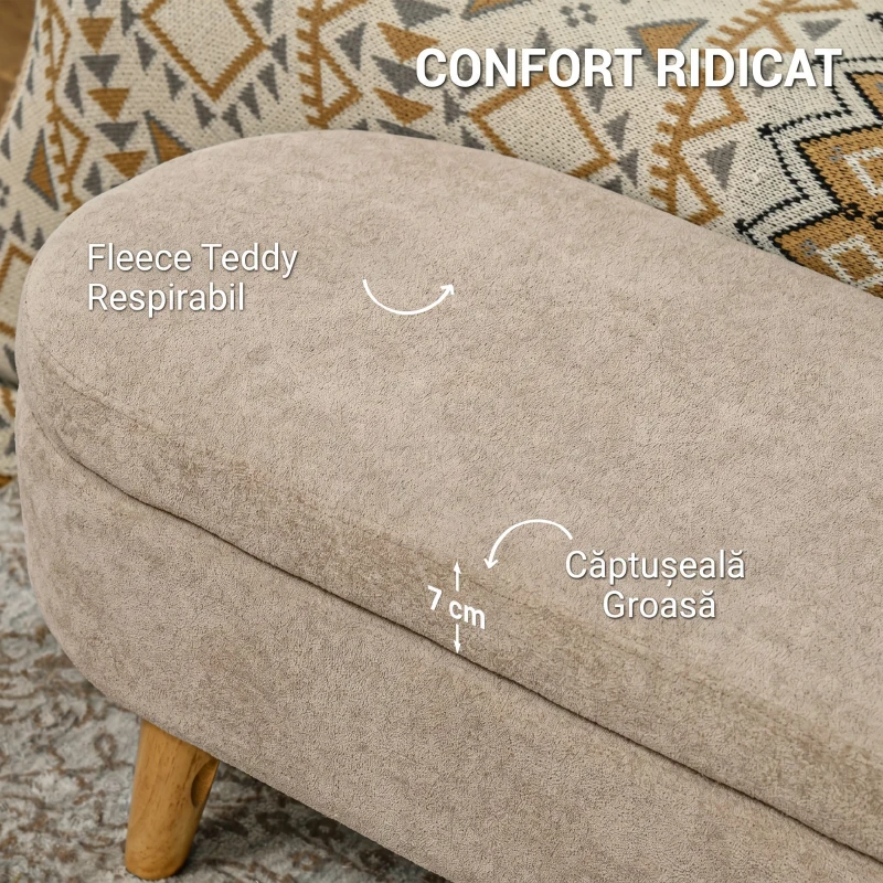 HOMCOM Bancă tapițată pentru capătul patului cu spațiu de depozitare ascuns, din lemn și poliester, 110x40x43 cm, bej