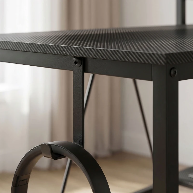 HOMCOM Reversible 'L' LED Light Gaming/Work Desk - Black