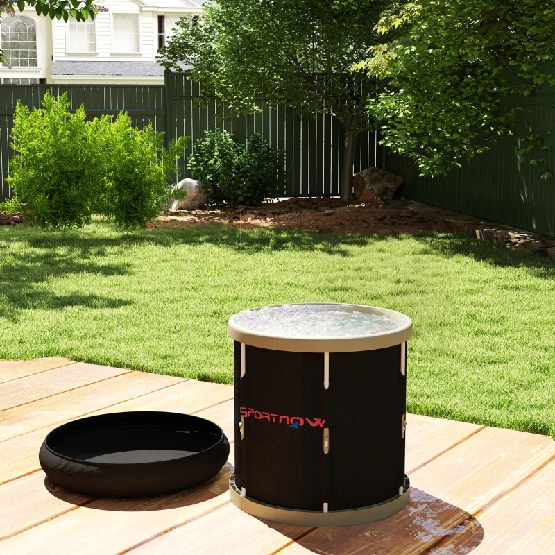 SPORTNOW 210L Outdoor Ice Bath Tub, with Lid, Cover, Carry Bag, Black