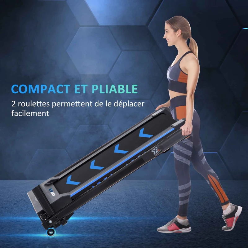 HOMCOM Tapis de course électrique de marche - 370 W pliable télécommande écran LCD vitesse 1-6 Km/h