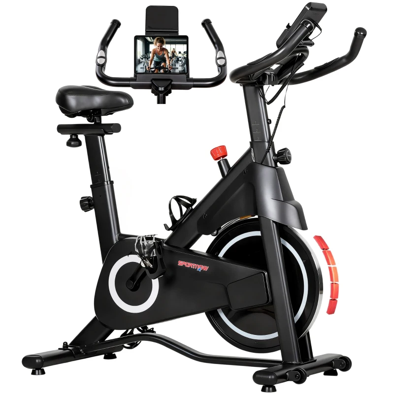 SPORTNOW Vélo d'Appartement, Vélo d'Exercice, Résistance Magnétique Réglable, Écran LCD, Siège Confortable, 108x51x116cm, Blanc