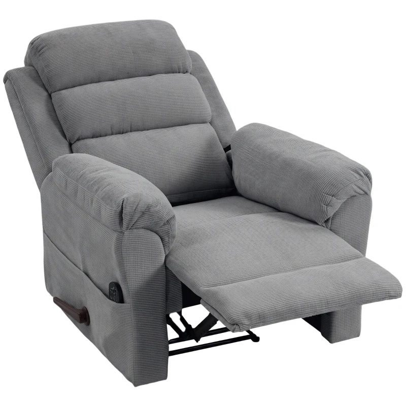 HOMCOM Sillón relax con masaje y calor, reposacabezas ajustable y función ahorradora de espacio, gris