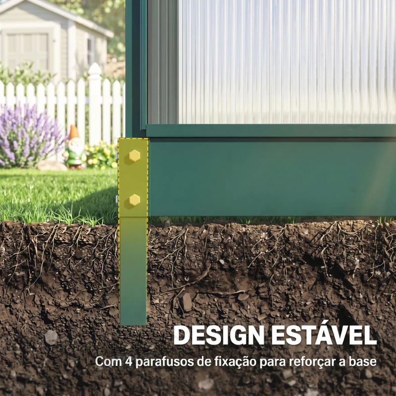 Outsunny Estufa de Jardim 2x2,5m de Policarbonato e Alumínio Estufa com  Clarabóia Proteção UV 30 e Base 4,79 m² para Vasos Cultivos de Plantas e Flores Transparente