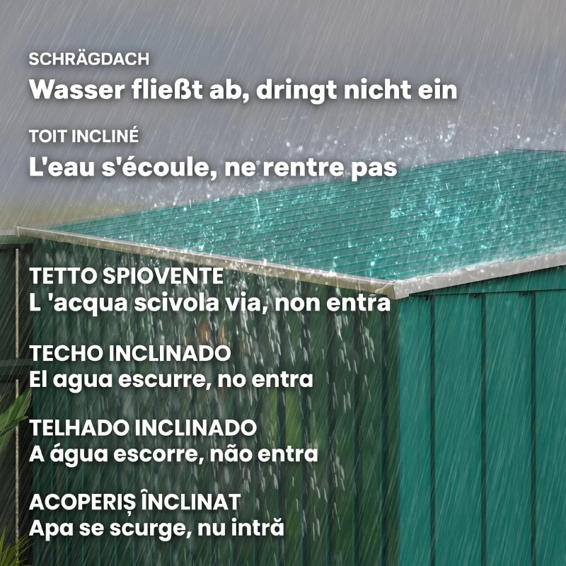 Outsunny Depozit pentru Unelte din Metal 1.5x2m cu Bază, Ușă Glisantă și Acoperiș Înclinat, Verde