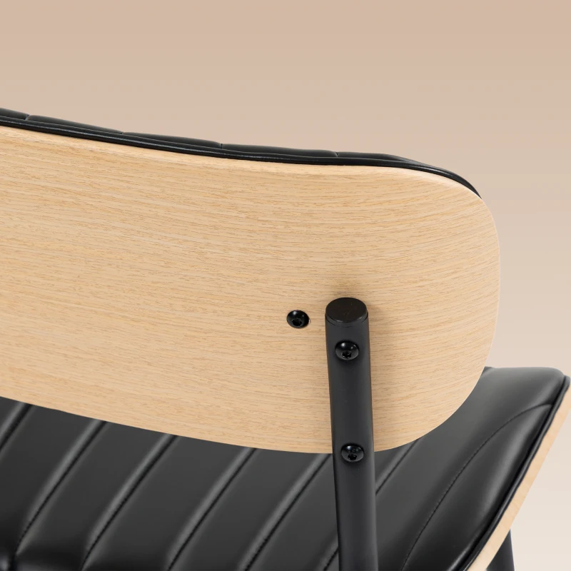 HOMCOM Lot de 2 Chaises de Salle à Manger, Chaises Cuisine sans Accoudoirs, Dossier Incurvé et Assise Rembourrée en PU, Noir