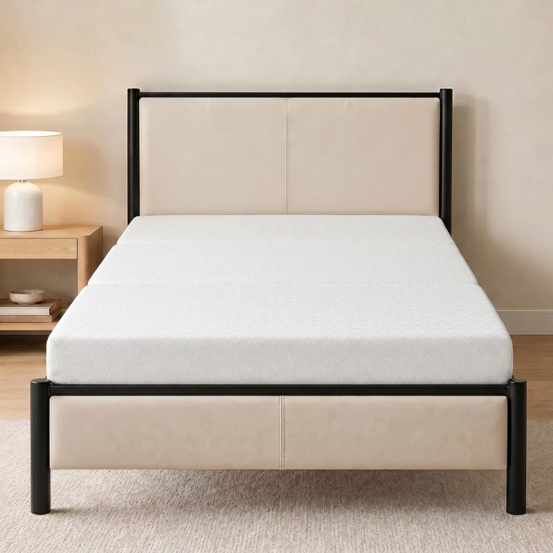 HOMCOM Colchão Dobrável em 3 Partes 140x190x15 cm Colchão de Apoio em Espuma Viscoelástica com Gel Branco
