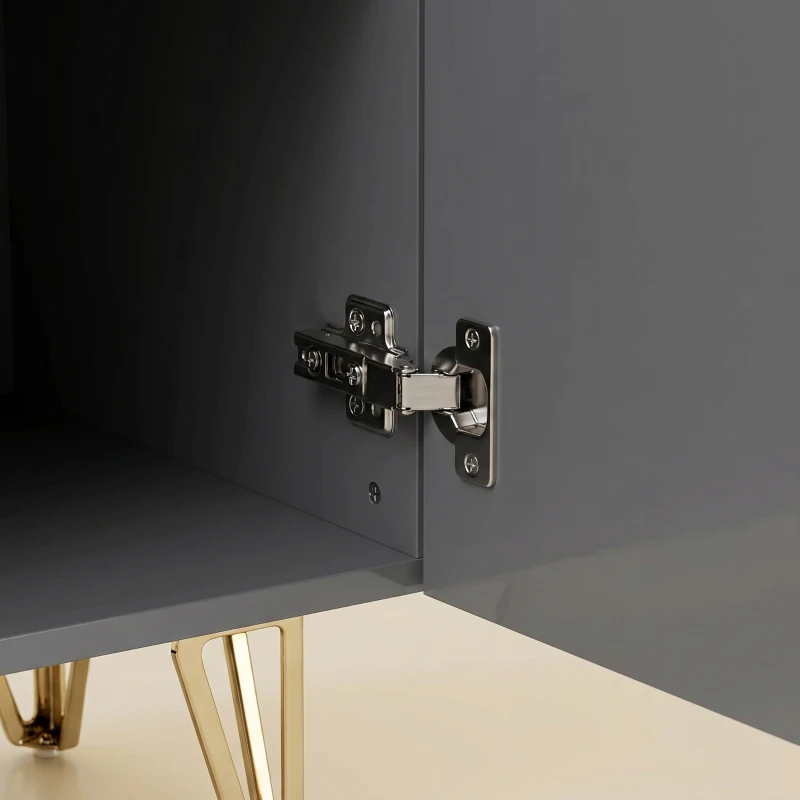 HOMCOM Modern Luxe High Gloss Sideboard, with Hairpin Legs - Grey