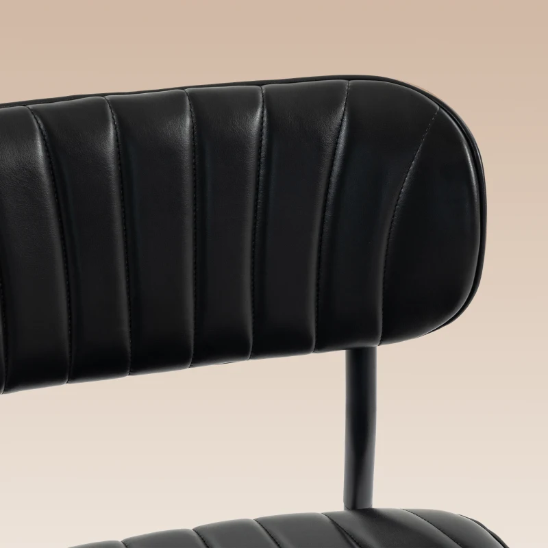 HOMCOM Lot de 2 Chaises de Salle à Manger, Chaises Cuisine sans Accoudoirs, Dossier Incurvé et Assise Rembourrée en PU, Noir