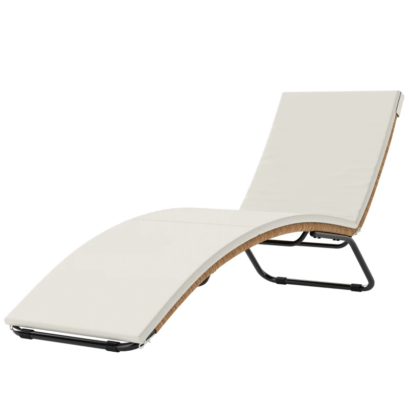 Outsunny Bain de soleil en résine tressée transat de jardin design en S courbe naturelle structure robuste acier coussin crème