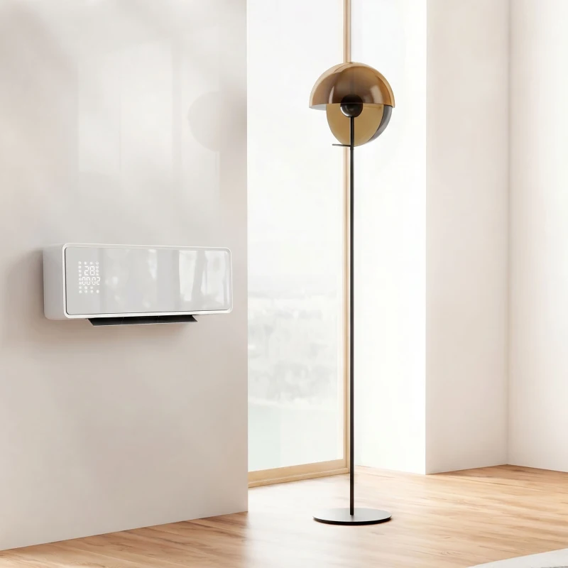 HOMCOM Chauffage mural en céramique 1000/2000W, radiateur électrique, ventilateur, thermostat, minuterie, 54x18,7x12,3cm, blanc