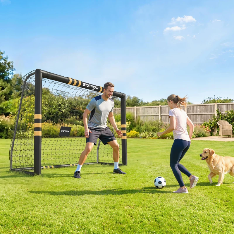 SPORTNOW Porta da calcio portatile imbottita, 240x160 cm, giallo