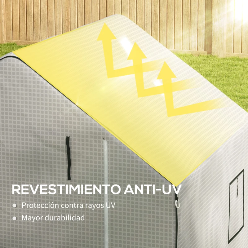 Outsunny Cubierta de Repuesto para Invernadero 140x143x190cm con Ventana Puerta Enrollable Anti-UV para Plantas Jardín Blanco
