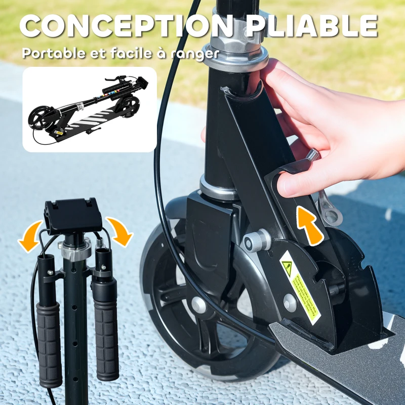 AIYAPLAY Trottinette enfants 3 à 8 ans, trottinette pliable à 2 roues LED roues lumineuses, 4 réglages en hauteur, noir