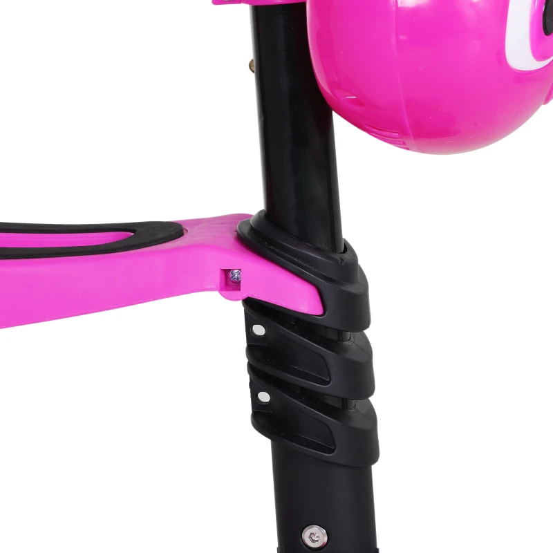 HOMCOM 3 en 1 Patinete para Niños de +18 Meses Scooter de 3 Ruedas con Asiento Extraíble Manillar Mango de Empuje Altura Ajustable 62x25x72,5 cm Rosa