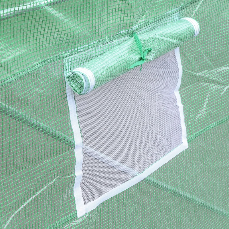 Outsunny Folie pentru Sera din PE cu 6 Ferestre, Ușă Rulabilă și Margini Îngropate, 3x3x2 m, Verde