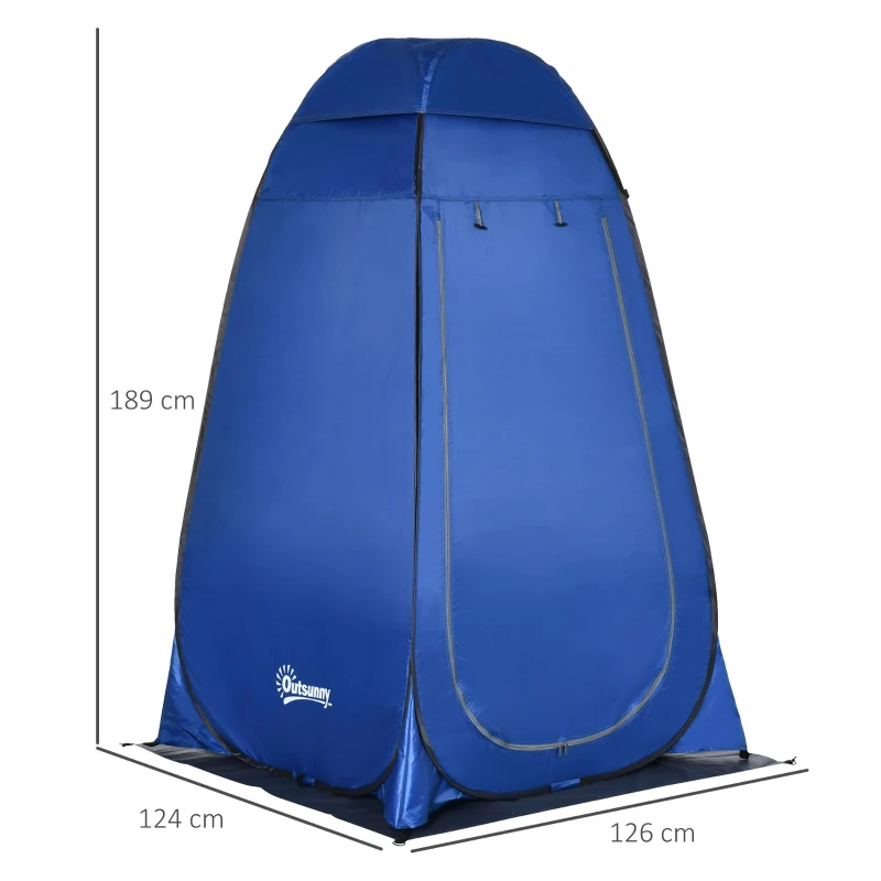 Outsunny Tenda Doccia da Campeggio e Spiaggia con Porta a Cerniera e Borsa di Trasporto, 126x124x189 cm, Blu Scuro