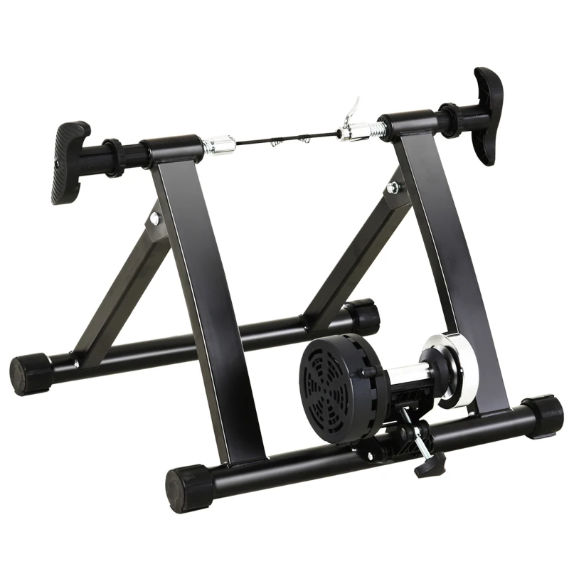 HOMCOM Rodillo de Bicicleta Entrenamiento Plegable con Resistencia Magnética Ajustable de 5 Niveles para Ruedas de 700C o 26-28 Pulgadas para Interior 54,5x47,2x39,1 cm Negro