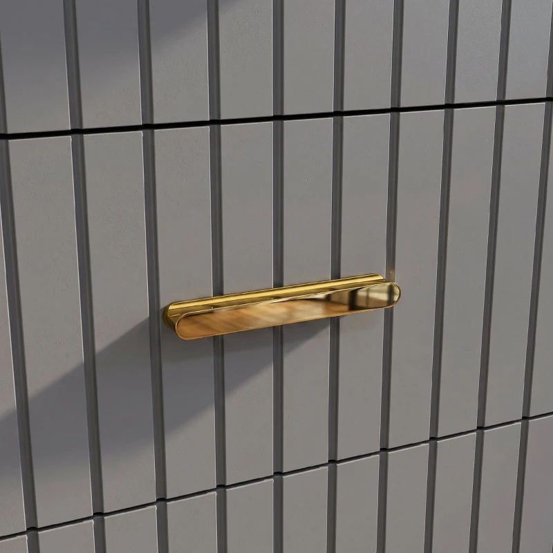 HOMCOM Comodă modernă cu 3 sertare din lemn și aluminiu, 60x40x71,5 cm, auriu și gri închis
