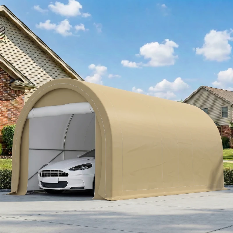 Outsunny Tente de garage résistant à l'eau protection UV UPF 30 + parois latéraux amovibles 5 x 3 m beige(m-11)