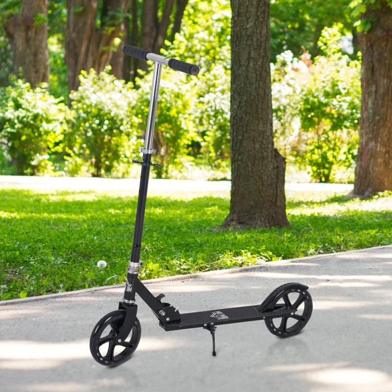 HOMCOM Patinete Plegable para Niños de 7-14 Años Scooter Infantil Manillar Ajustable en Altura de 4 Niveles con Freno 88x37x75-100 cm Negro