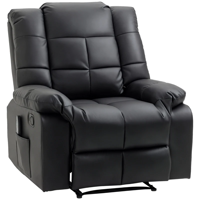 HOMCOM Fotoliu Relax cu 8 Puncte de Masaj și Reclinare la 165° din Piele Ecologică, Negru