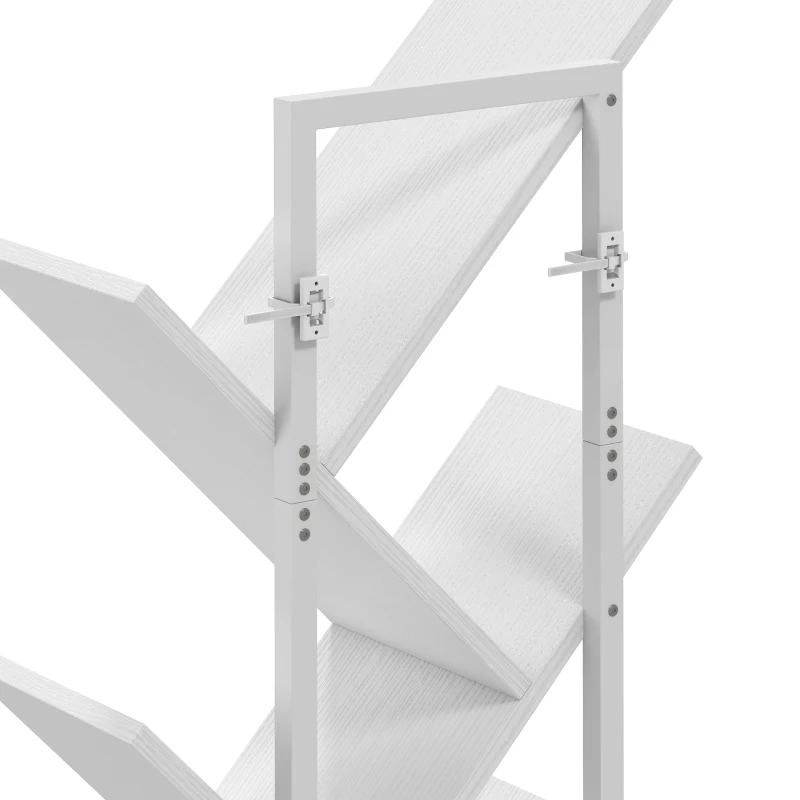 HOMCOM Bibliothèque Arbre à 7 Niveaux, Meuble de Rangement Industriel avec Cadre en Acier, 50x24x109cm, Blanc