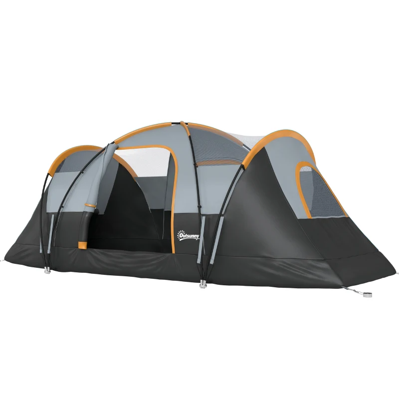 Outsunny 5 Man Camping Tent, Large Tunnel Tent, Water Resistant Hiking Shelter with Groundsheet and Carry Bag, Black