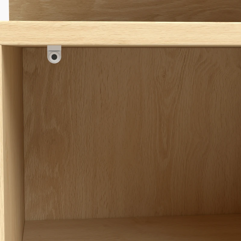 HOMCOM Slim Bedside Table Set of 2, Narrow Bedside Cabinet with Open Cubbies and Cupboard for Bedroom Living Room, Oak