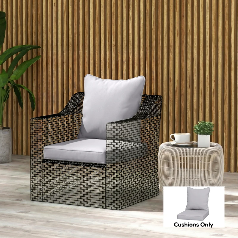 Outsunny Seat and Back Padded Cushion Set, CUSHION ONLY - Light Grey
