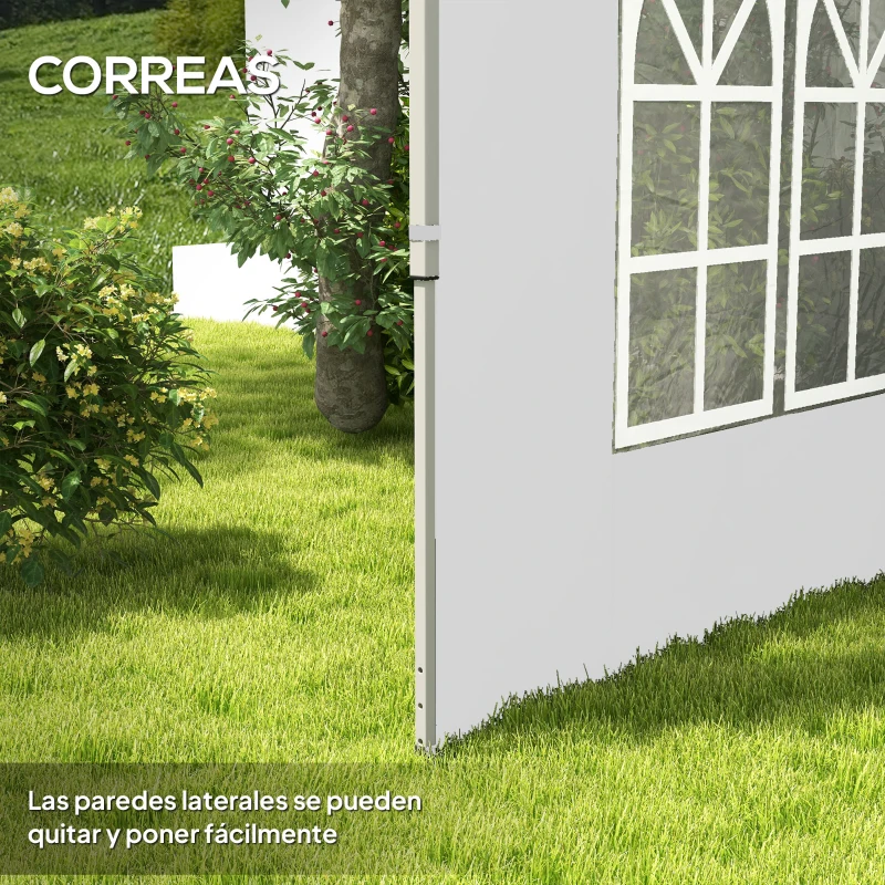 Outsunny Paredes Laterales para Carpa de 3 x 3 / 3 x 4 m 2 Paneles de Tela Oxford de 295x195 cm con Ventana para Fiestas Blanco