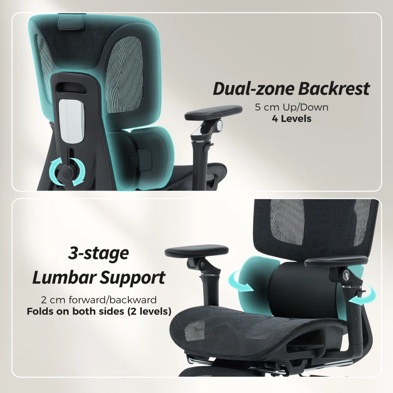HOMCOM Ergonomic Office Chair, High Back Mesh Desk Chair, Black