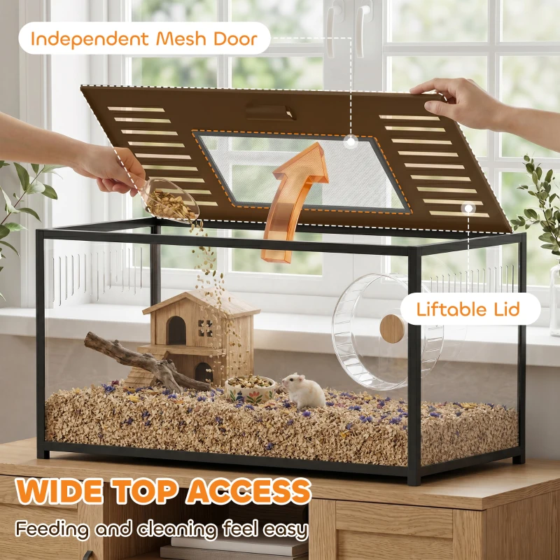 PawHut Large Hamster Cage, Chewproof Metal Rat Cage with Openable Top for Syrian Dwarf Hamster, Gerbil, 100 x 50 x 52.5 cm