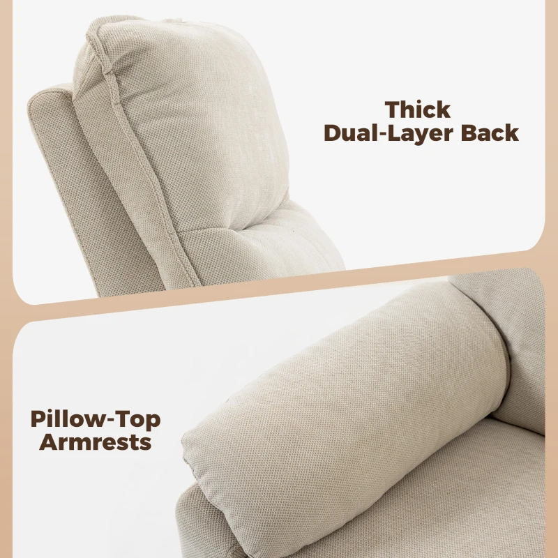 HOMCOM Fauteuil Releveur Électrique Massage et Chaleur Fauteuil Relax Électrique Chenille Ports USB Dossier Inclinable Crème