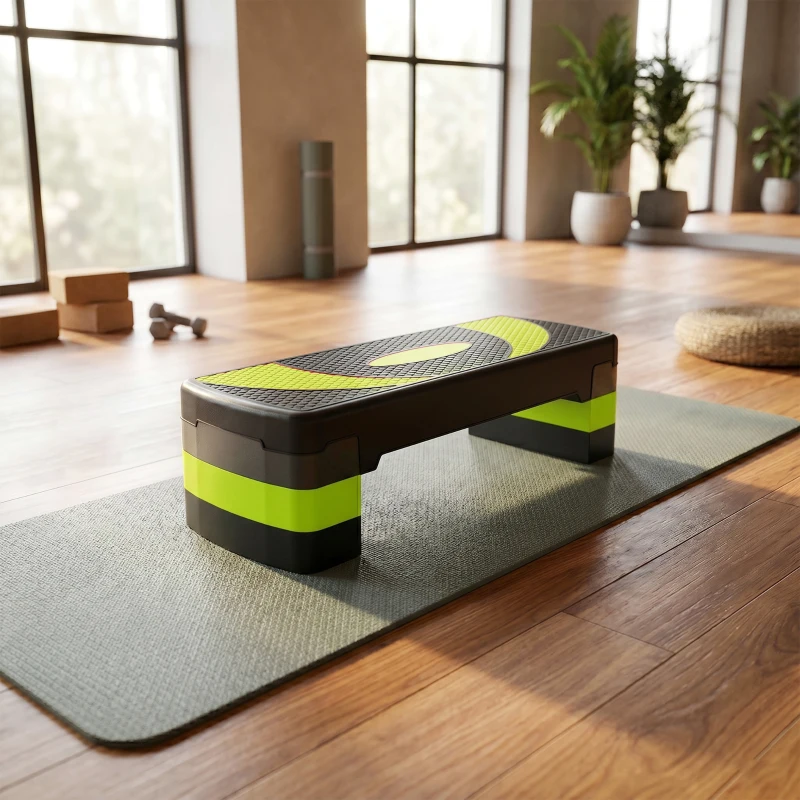 HOMCOM Stepper fitness aérobic hauteur réglable surface antidérapante 80 x 31 x 20 cm noir vert