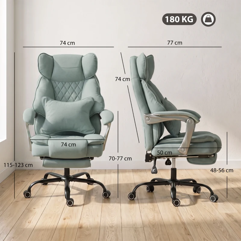 HOMCOM Executive Office Chair, Leathaire Big and Tall Office Chair 180 kg with Wide Seat, Reclining, Lumbar Support, Blue