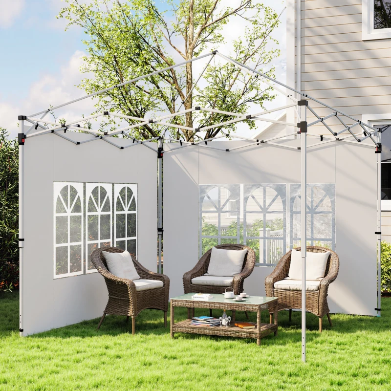 Outsunny Gazebo Side Panels, Sides Replacement with Window for 3x3(m) or 3x4m Pop Up Gazebo, 2 Pack, White