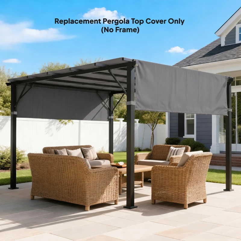 Outsunny 2 Pcs UV Protection Pergola Replacement Canopy, Pergola Shade Cover, Easy to Install, for 3 x 3(m) Pergola, Dark Grey