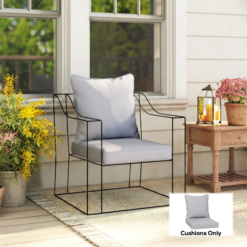 Outsunny Seat and Back Padded Cushion Set, CUSHION ONLY - Light Grey