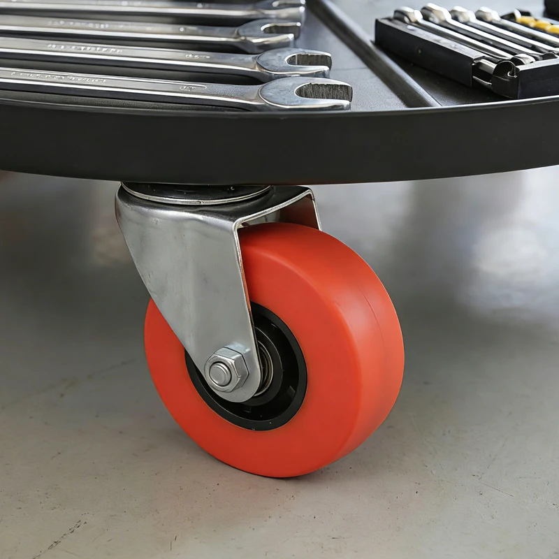 HOMCOM Rolling Mechanical Stool, Pneumatic Adjustable Workshop Stool with Tool Tray, Wheels - Orange