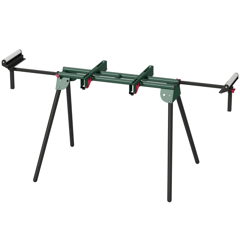 HOMCOM Soporte Sierra Ingletadora Universal con Rodillos Extensibles 94-195 cm Ajustable y Plegable Carga 150 kg Verde