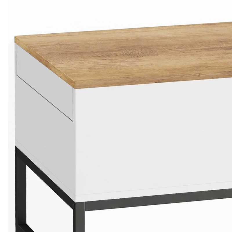 HOMCOM Table Basse Extensible avec Plateau Coulissant, Table de Salon avec Rangement Caché et Pieds en Acier, Blanc