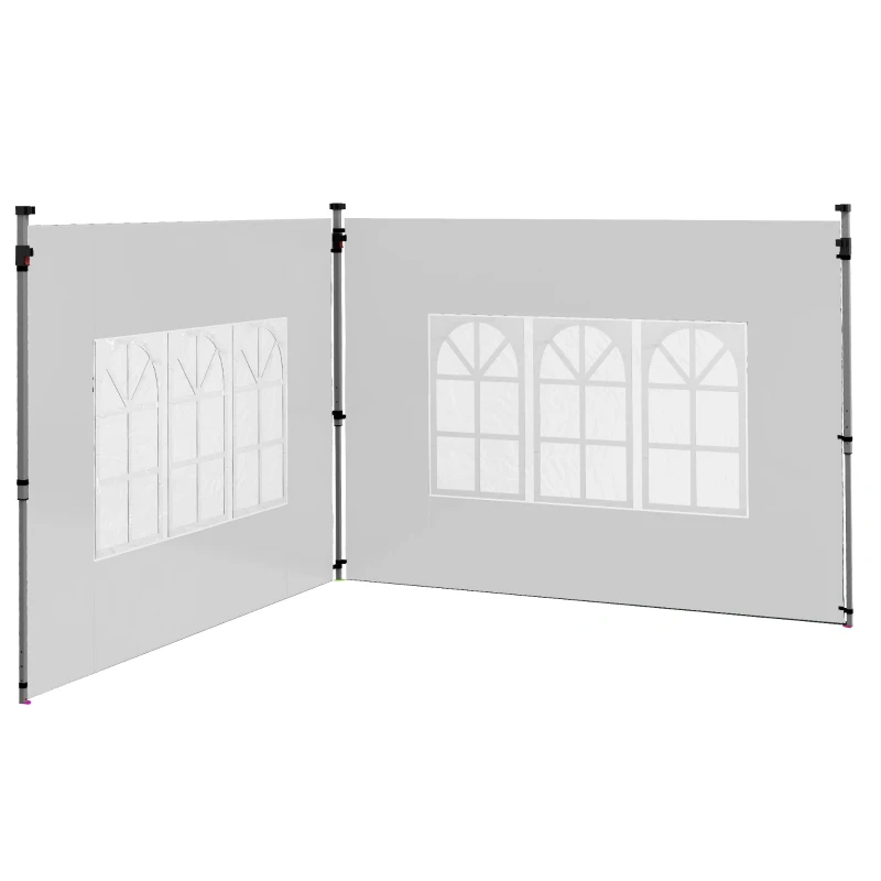 Outsunny Paredes Laterales para Carpa de 3 x 3 / 3 x 4 m 2 Paneles de Tela Oxford de 295x195 cm con Ventana para Fiestas Blanco