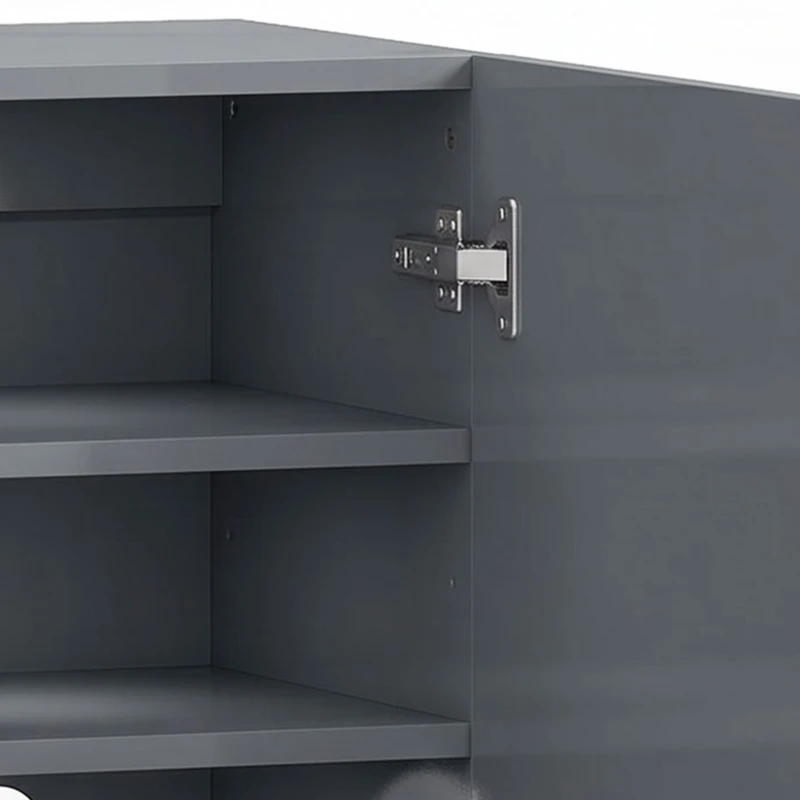 HOMCOM Narrow Shoe Storage Cabinet with Soft-Close Hinges and Adjustable Shelves for 15-20 Pairs of Shoes, Grey