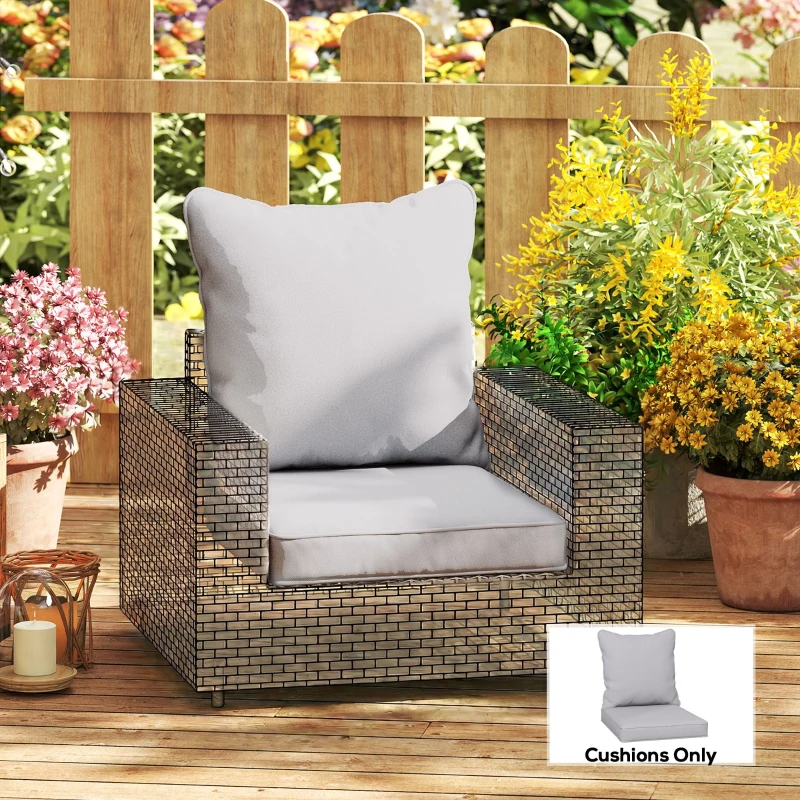 Outsunny Seat and Back Padded Cushion Set, CUSHION ONLY - Light Grey