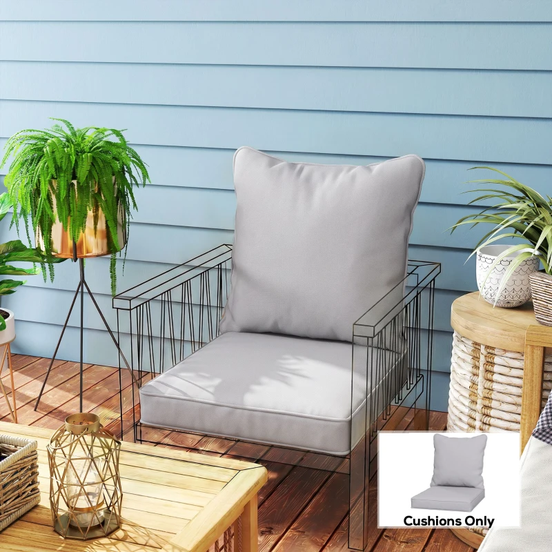 Outsunny Seat and Back Padded Cushion Set, CUSHION ONLY - Light Grey