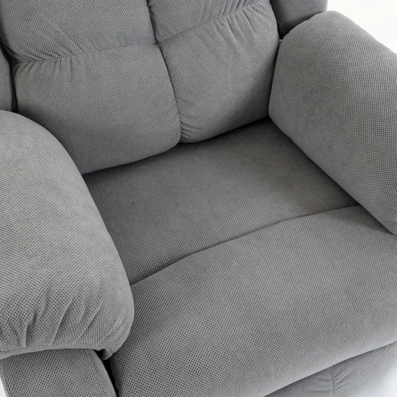 HOMCOM Fauteuil met opstahulp, massagefunctie en lendenverwarming, recliner met afstandsbedieningen en zijvakken, lichtgrijs