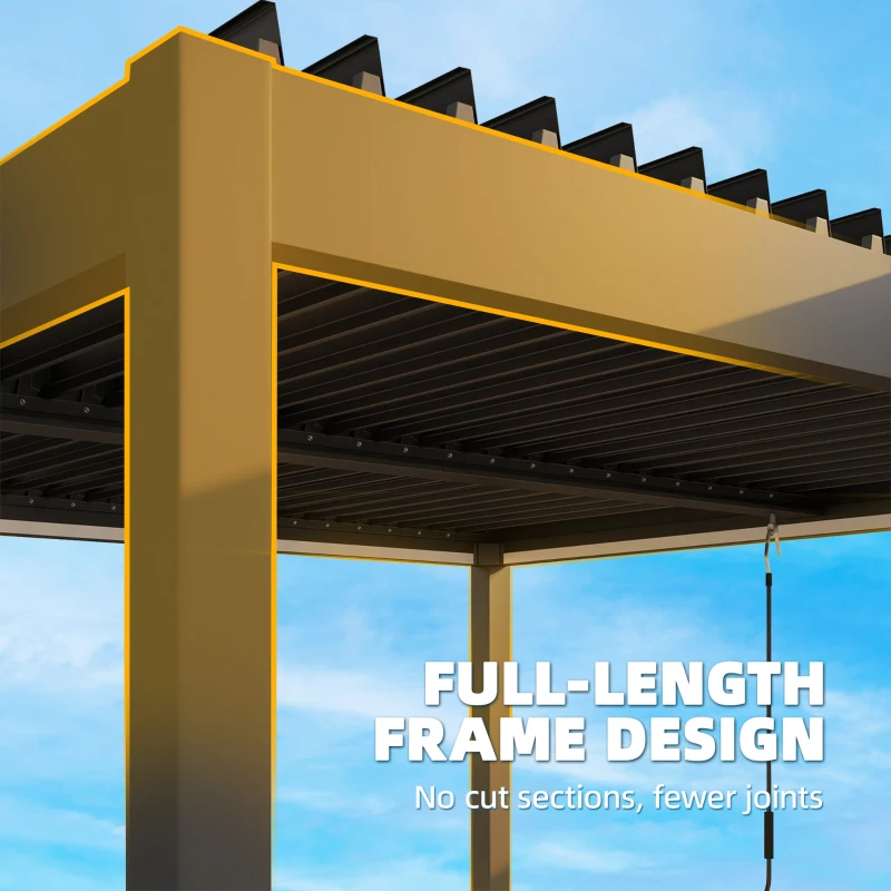 Outsunny 3 x 3 m Louvered Pergola with LED Lights, Metal Louvres, Aluminium Patio Gazebo Pergola, Dark Grey