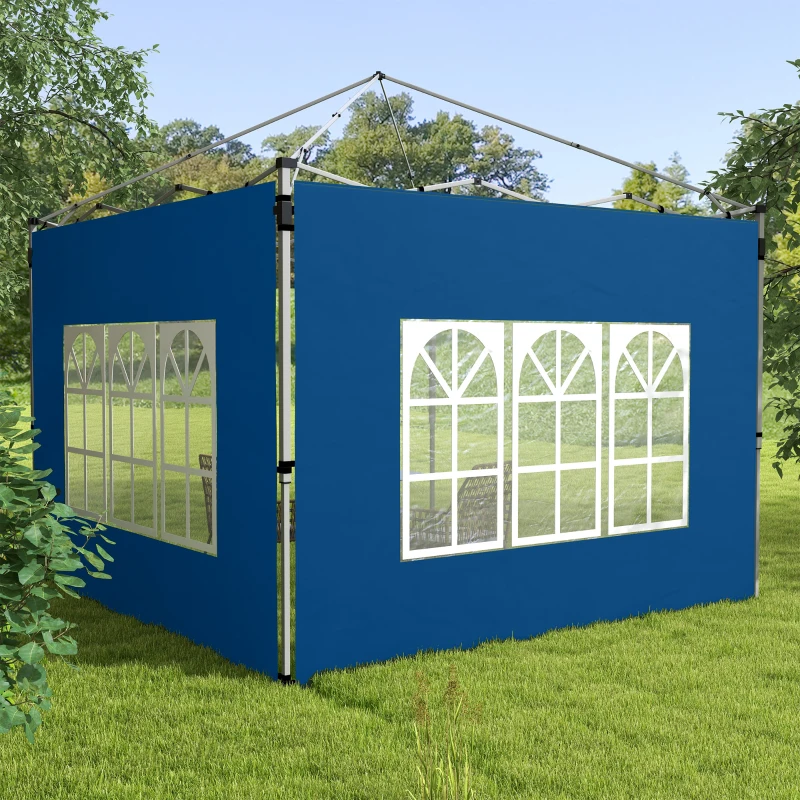 Outsunny Set of 2 Gazebo Side Panels - Blue